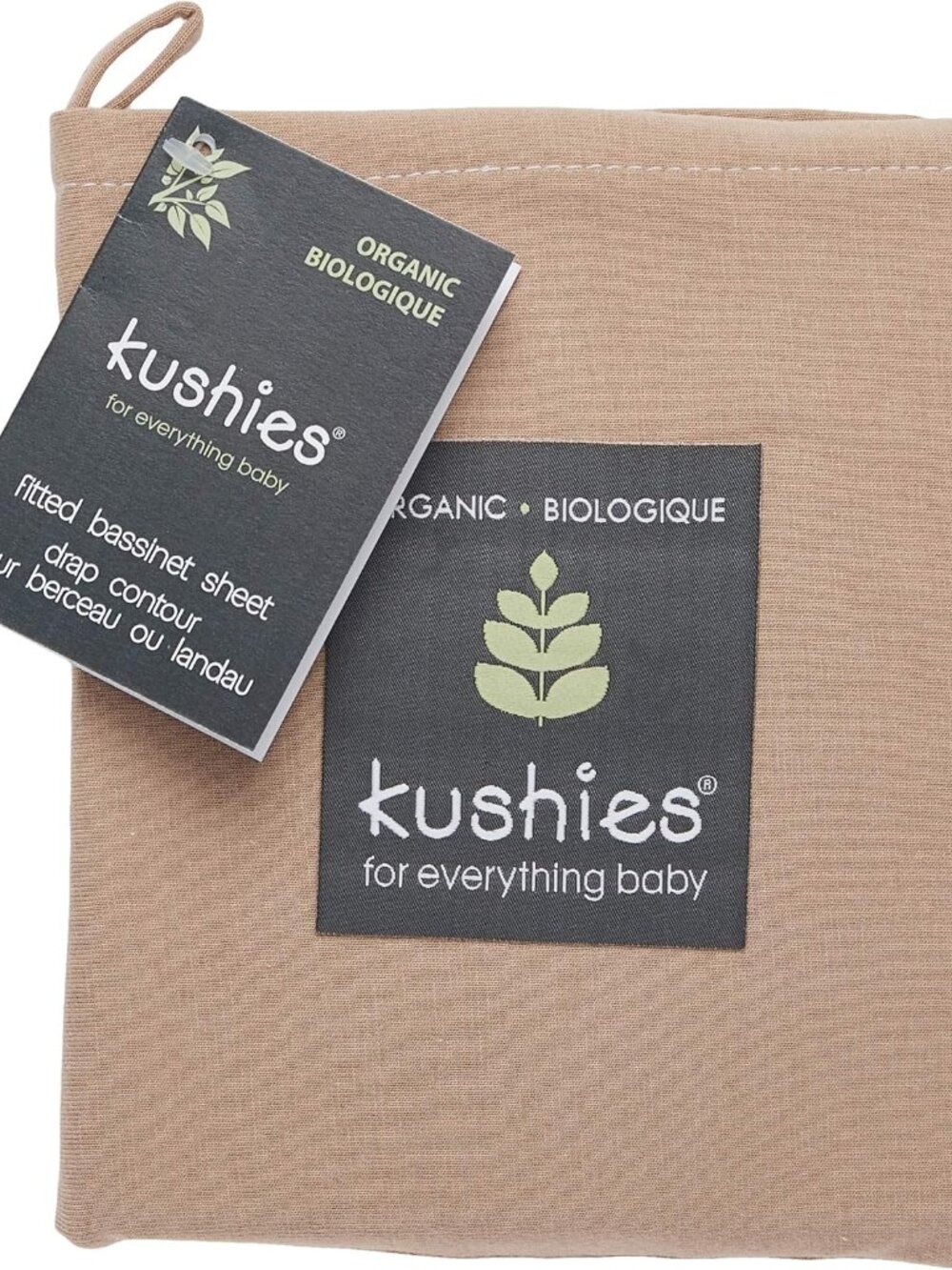 NWT Kushies 100% Organic Cotton Fitted Baby Bassinet Sheet Pale Mocha Neutral